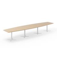 Konferencebord DNA, Eg 5000x1200 mm b&aring;dformet, Hvidt understel
