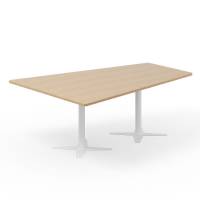 Konferencebord DNA, Eg 2000x1425 mm trapezformet, Hvidt understel