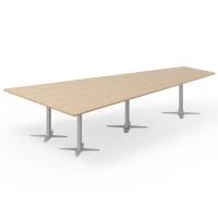 Konferencebord DNA, Eg 3800x1990 mm trapezformet, Alugr&aring;t understel