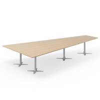 Konferencebord DNA, Eg 4400x2175 mm trapezformet, Alugr&aring;t understel