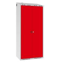 Garderobeskab POL, skr&aring;t tag og r&oslash;d d&oslash;re