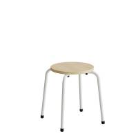 Taburet Caesar 118, massiv birk, hvidt stel