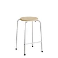 Taburet David 119, massiv birk, hvidt stel