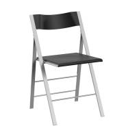 Klapstol Mini sort med alugr&aring; stoleben, 2-pak