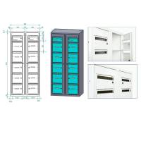 Postsorteringsskab 2x6 rum Gr&aring; d&oslash;r D:400 mm