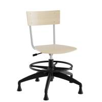 Stol Strong 113, birk laminat med alugr&aring;t stel, glidesko og fodring