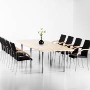 Konferencebord Consensus, Birk 3500x1200 mm b&aring;dformet, Alugr&aring; understel