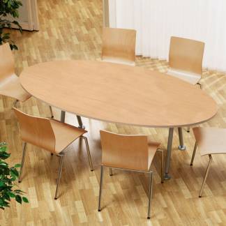 Konferencebord Consensus, B&oslash;g 2000x1200 mm oval, Alugr&aring; understel