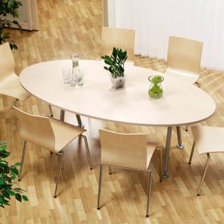 Konferencebord Consensus, Birk 2000x1200 mm oval, Alugr&aring; understel