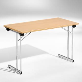 Konferencebord Kongress, Bøg 1200x500 mm, Krom understel