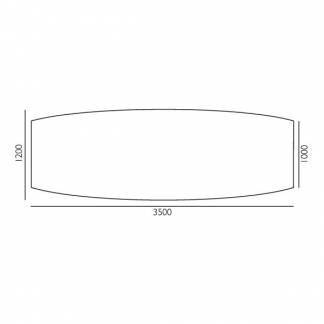 Konferencebord Consensus, Hvid 3500x1200 mm b&aring;dformet, Alugr&aring; understel