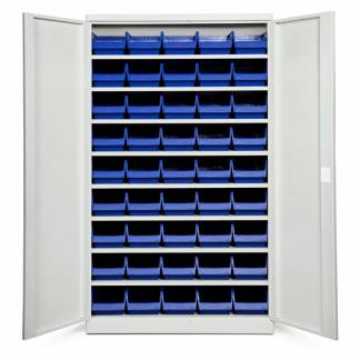 Opbevaringsskab ASPB Mod1 1980x1200x570 Lysegr&aring; d&oslash;r Bl&aring; kasse