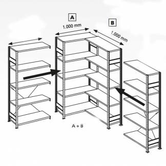 Hj&oslash;rnereol Boltless  2500x1000x400 mm 150 kg/hylde
