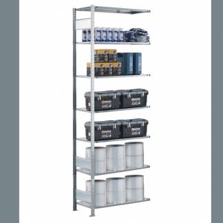 F&oslash;lgesektion Boltless lagerreol, bj&aelig;lker 3000x1300x600 250 kg/hylde