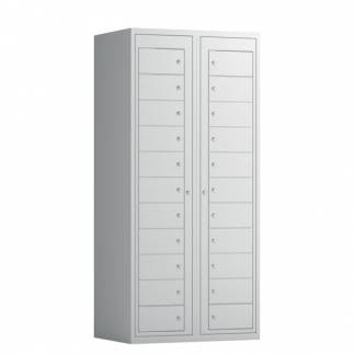 T&oslash;judleveringsskab 2x11 rum med lige tag og lys gr&aring; d&oslash;re med cylinderl&aring;s