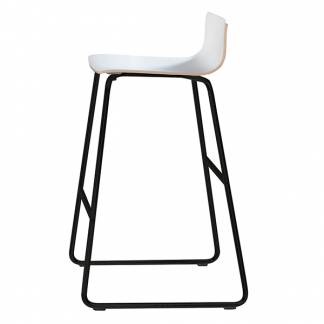 Barstol Cafe VII hvid laminat på sorte stolben