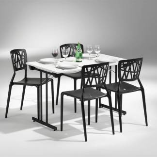 Bord Dinner, Hvid 1200x800 mm, Sort understel