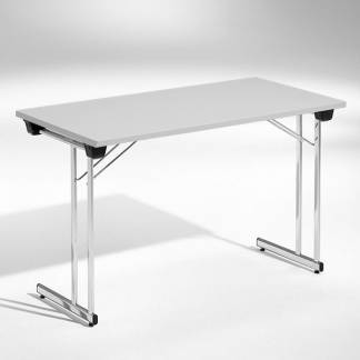 Konferencebord Kongress, Lysgr&aring; 1200x500 mm, Krom understel