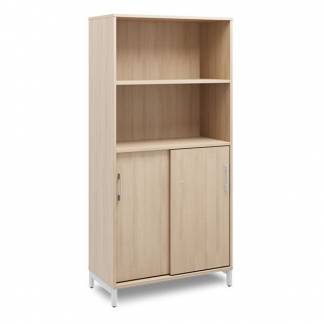 Kontorskab DNA, 800x1660 mm, Eg/Alugr&aring;, skyded&oslash;r 4A4/2A4