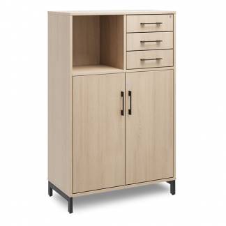 Kontorskab DNA, 800x1275 mm, Eg/Sort, skuffemodul 3A4/2A4