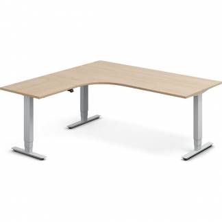 H&aelig;ve-s&aelig;nkebord DNA, Eg 1800x1800mm Venstre 3-ben/Alugr&aring;