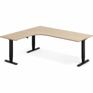 H&aelig;ve-s&aelig;nkebord DNA, Eg 2000x1800mm Venstre 3-ben/Sort