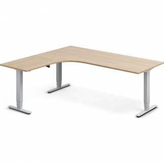 H&aelig;ve-s&aelig;nkebord DNA, Eg 2000x1800mm Venstre 3-ben/Alugr&aring;