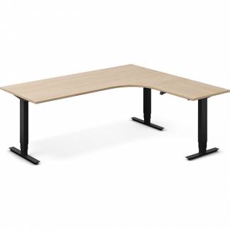 H&aelig;ve-s&aelig;nkebord DNA, Eg 2000x1800mm H&oslash;jre 3-ben/Sort