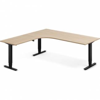 H&aelig;ve-s&aelig;nkebord DNA, Eg 2000x2000mm Venstre 3-ben/Sort
