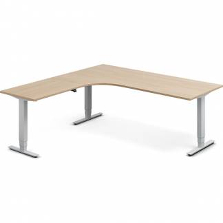 H&aelig;ve-s&aelig;nkebord DNA, Eg 2000x2000mm Venstre 3-ben/Alugr&aring;