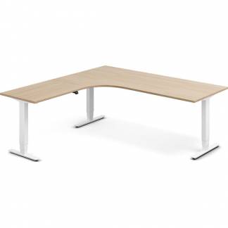 H&aelig;ve-s&aelig;nkebord DNA, Eg 2000x2000mm Venstre 3-ben/Hvid