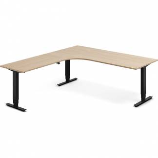 H&aelig;ve-s&aelig;nkebord DNA, Eg 2000x2200mm Venstre 3-ben/Sort