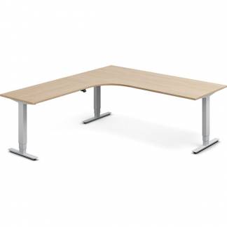 H&aelig;ve-s&aelig;nkebord DNA, Eg 2000x2200mm Venstre 3-ben/Alugr&aring;