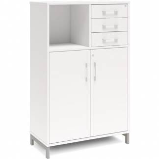 Kontorskab DNA, 800x1275 mm, Hvid/Alugr&aring;, skuffemodul 3A4/2A4