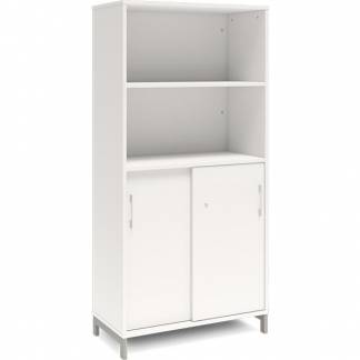 Kontorskab DNA, 800x1660 mm, Hvid/Alugr&aring;, skyded&oslash;r 4A4