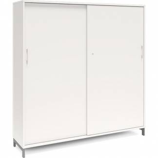 Kontorskab DNA, 1600x1660 mm, Hvid/Alugr&aring;, skyded&oslash;r 4A4