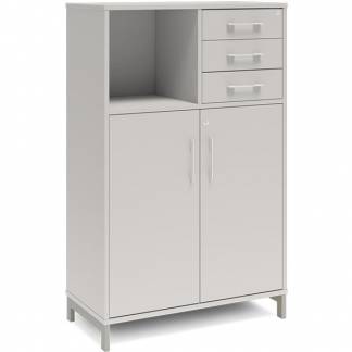 Kontorskab DNA, 800x1275 mm, Lys gr&aring;/Alugr&aring;, skuffemodul 3A4/2A4