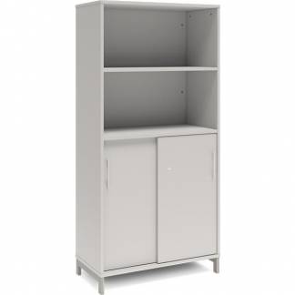 Kontorskab DNA, 800x1660 mm, Lys gr&aring;/Alugr&aring;, skyded&oslash;r 4A4