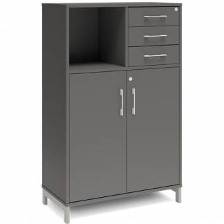 Kontorskab DNA, 800x1275 mm, Antracit/Alugr&aring;, skuffemodul 3A4/2A4