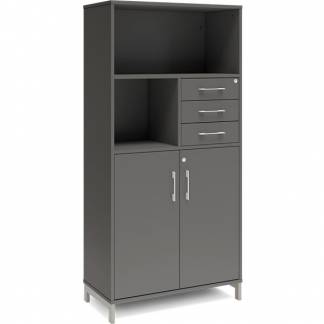 Kontorskab DNA, 800x1660 mm, Antracit/Alugr&aring;, skuffemodul 4A4/2A4