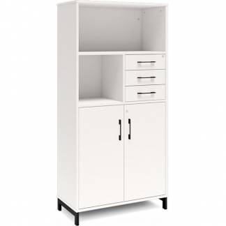 Kontorskab DNA, 800x1660 mm, Hvid/Sort, skuffemodul 4A4/2A4