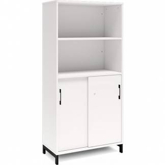 Kontorskab DNA, 800x1660 mm, Hvid/Sort, skyded&oslash;r 4A4