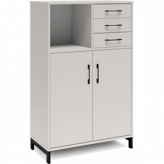 Kontorskab DNA, 800x1275 mm, Lys gr&aring;/Sort, skuffemodul 3A4/2A4