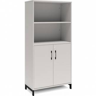 Kontorskab DNA, 800x1660 mm, Lys gr&aring;/Sort 4A4/2A4