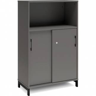 Kontorskab DNA, 800x1275 mm, Antracit/Sort, skyded&oslash;r 3A4