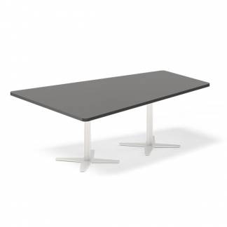 Konferencebord DNA, Antracit 2000x1425 mm trapezformet, Hvid understel