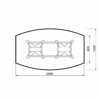 Konferencebord DNA, Lysgr&aring; 2000x1200 mm b&aring;dformet, Sort understel