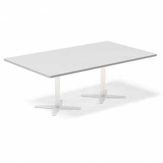 Konferencebord DNA, Lysgrå 2000x1200 mm rektangulært, Hvid understel