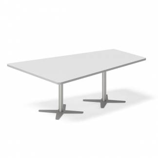 Konferencebord DNA, Lysgr&aring; 2000x1425 mm trapezformet, Alugr&aring; understel