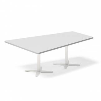 Konferencebord DNA, Lysgrå 2000x1425 mm trapezformet, Hvid understel